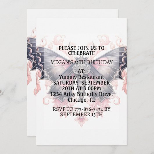 Schattige Butterfly Design Verjaardagsfeest Kaart (Voorkant / Achterkant)