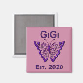 Schattige Butterfly Gigi "Est 2020" Magneet (Voorkant / Achterkant)