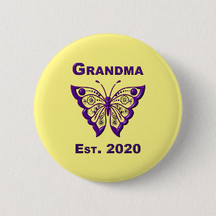 Schattige Butterfly Grandma "Est 2020" Ronde Button 5,7 Cm