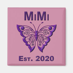 Schattige Butterfly Mimi "Est 2020" Magneet