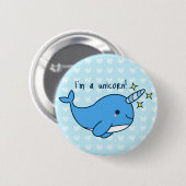 Schattige Button Kawaii Narwhal (Voorkant /achterkant)