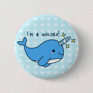 Schattige Button Kawaii Narwhal