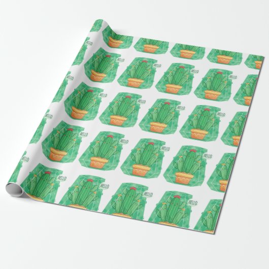 schattige Cactus Cadeaupapier (Uitgerold)