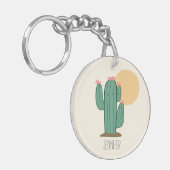 Schattige Cactus gepersonaliseerd Sleutelhanger (Voorkant Links)