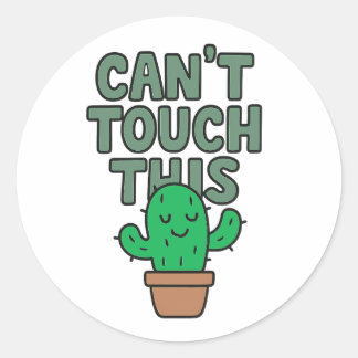 Schattige Cactus “Niemand Raakt Dit Aan” Ronde Sticker