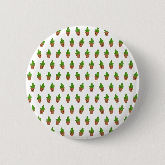 Schattige Cactus Pattern – Happy Plant Lover Desig Ronde Button 5,7 Cm (Voorkant)