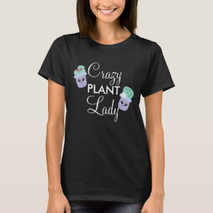 Schattige Cactus Potted Gekke Plant Vrouw T-shirt
