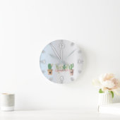 Schattige Cactus, zilver Ronde Klok (Huis)