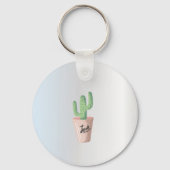 Schattige Cactus, zilver Sleutelhanger (Achterkant)