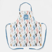 Schattige cactuspatroon monogram schort (Voorkant)