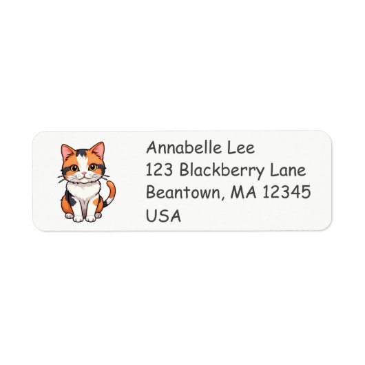 Schattige Calico Cat Label (Voorkant)