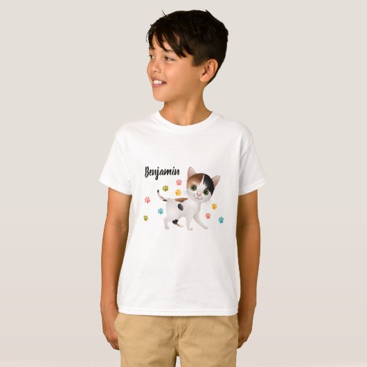 Schattige Calico Cat T-shirt (Voorkant volledig)