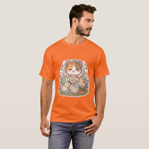 Schattige Calico Kat Blijf Cozy Cottagecore Kawaii T-shirt