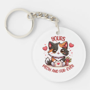 Schattige Calico Kat Valentijnsdag Sleutelhanger