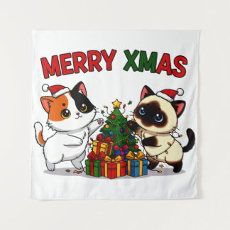 Schattige Calico & Siamese Kitten Geschenk Wandkleed