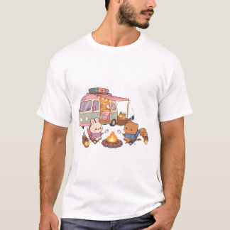 Schattige Camper Van Kampvuur Marshmallow Van Leve T-shirt