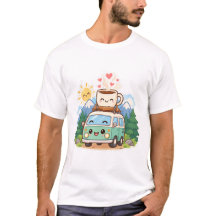 Schattige Camper Van Koffiemok Berg Wegreis