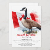 Schattige Canada Goose & Maple Leaf Flag | Canada  Kaart (Voorkant / Achterkant)