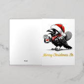 Schattige Canadese kerstraaf Folie Wenskaart (Buiten Laag)