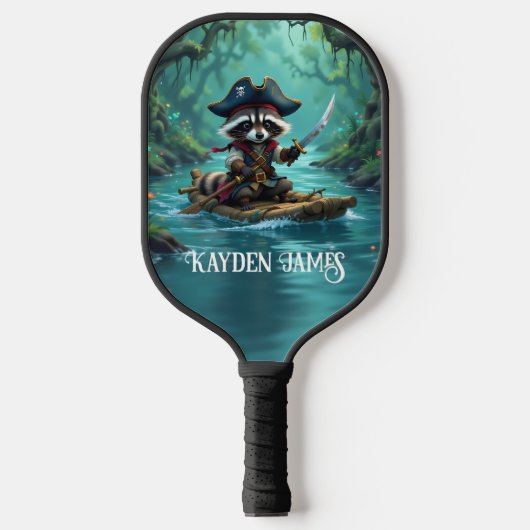 Schattige Captain Raccoon Rafting Down The River Pickleball Paddle (Voorkant)