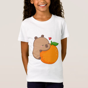 Schattige Capy Eten Sinaasappel T-Shirt