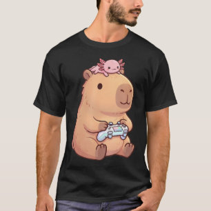 Schattige Capybara Anime Gamer Axolotl Grappig T-shirt