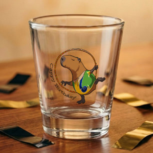 Schattige Capybara Cartoon Gymnastiek Cadeau Grapp Shot Glas