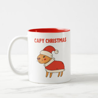 Schattige Capybara Christmas Tweekleurige Koffiemok
