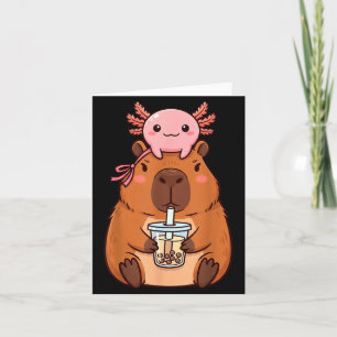 Schattige Capybara die Boba-thee drinkt Kawaii Axo Kaart