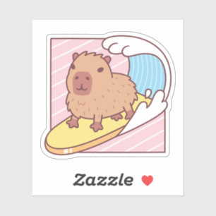Schattige Capybara die op een surfplank surft Sticker