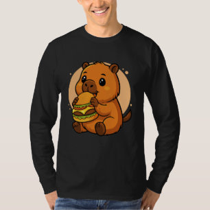 Schattige Capybara Eet Hamburger Grappige Kawaii D T-shirt