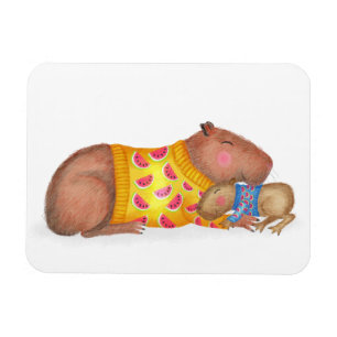 Schattige capybara en baby-magneet magneet