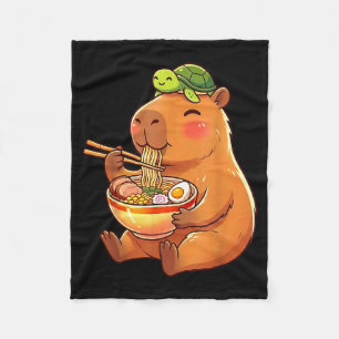 Schattige capybara en schildpad rugzak ramen kawai fleece deken