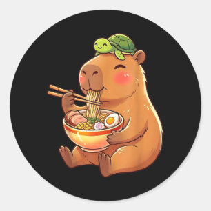 Schattige Capybara en Schildpad Rugzak Ramen Kawai Ronde Sticker