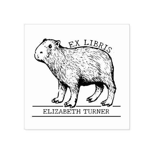 Schattige Capybara ex libris boek Rubberstempel (Afrduk)