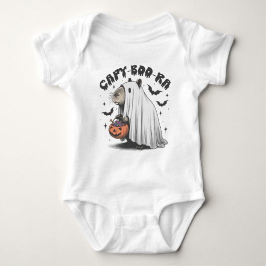 Schattige Capybara Halloween Grappig Capy-Boo-Ra Romper (Voorkant)