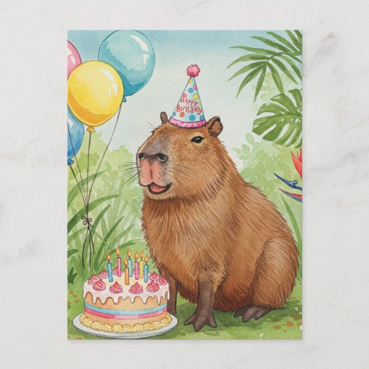 Schattige Capybara Happy Birthday Briefkaart (Voorkant)