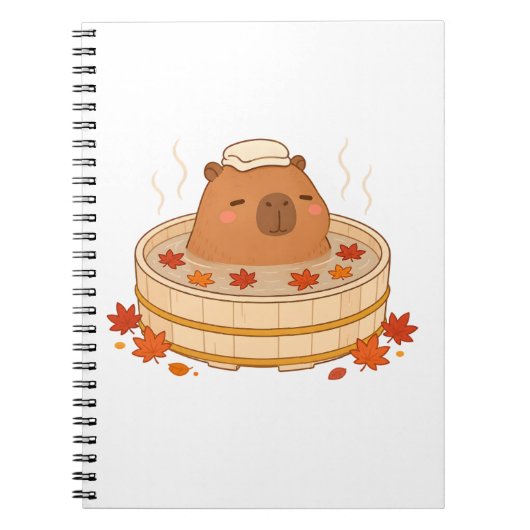 Schattige Capybara Herfst Onsen Esdoornblad Notiti Notitieboek (Voorkant)