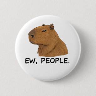 Schattige Capybara Ironische Anti Sociale Stemming Ronde Button 5,7 Cm