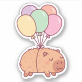 Schattige Capybara met ballonnen Sticker (Voorkant)