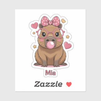 Schattige Capybara met Bril en Kauwgom Sticker