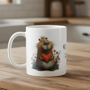 Schattige Capybara met Hart Wil je mijn Valentijn Koffiemok