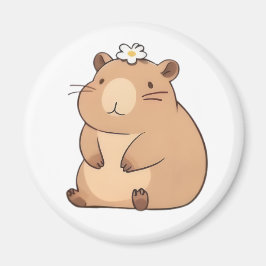 Schattige Capybara met Madeliefje Kawaii Ontwerp Magneet