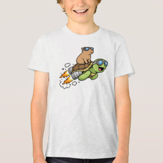 Schattige Capybara op Schildpad de Grappige Dier Tri-Blend Shirt