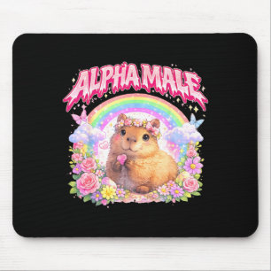 Schattige capybara regenboog bloemendesign grappig muismat