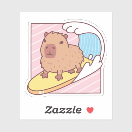 Schattige Capybara surfen op surfplank Sticker (Vel)
