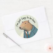 Schattige Capybara Tweed Suit Round Sticker (Envelop)