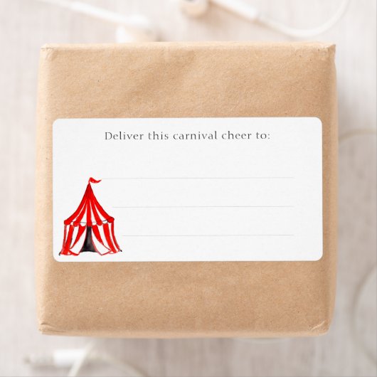 Schattige Carnaval Circus Rood Grote Top Tent Kind Etiket (Insitu)