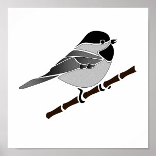 Schattige Carolina Chickadee Cartoon Poster
