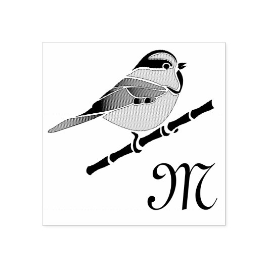 Schattige Carolina Chickadee Cartoon Rubberstempel (Afrduk)
